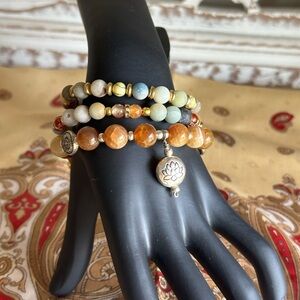 Chic Beaded Bracelet Set with Lotus Charm